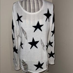 Forever 21 Black Star Pattern Sweater - White